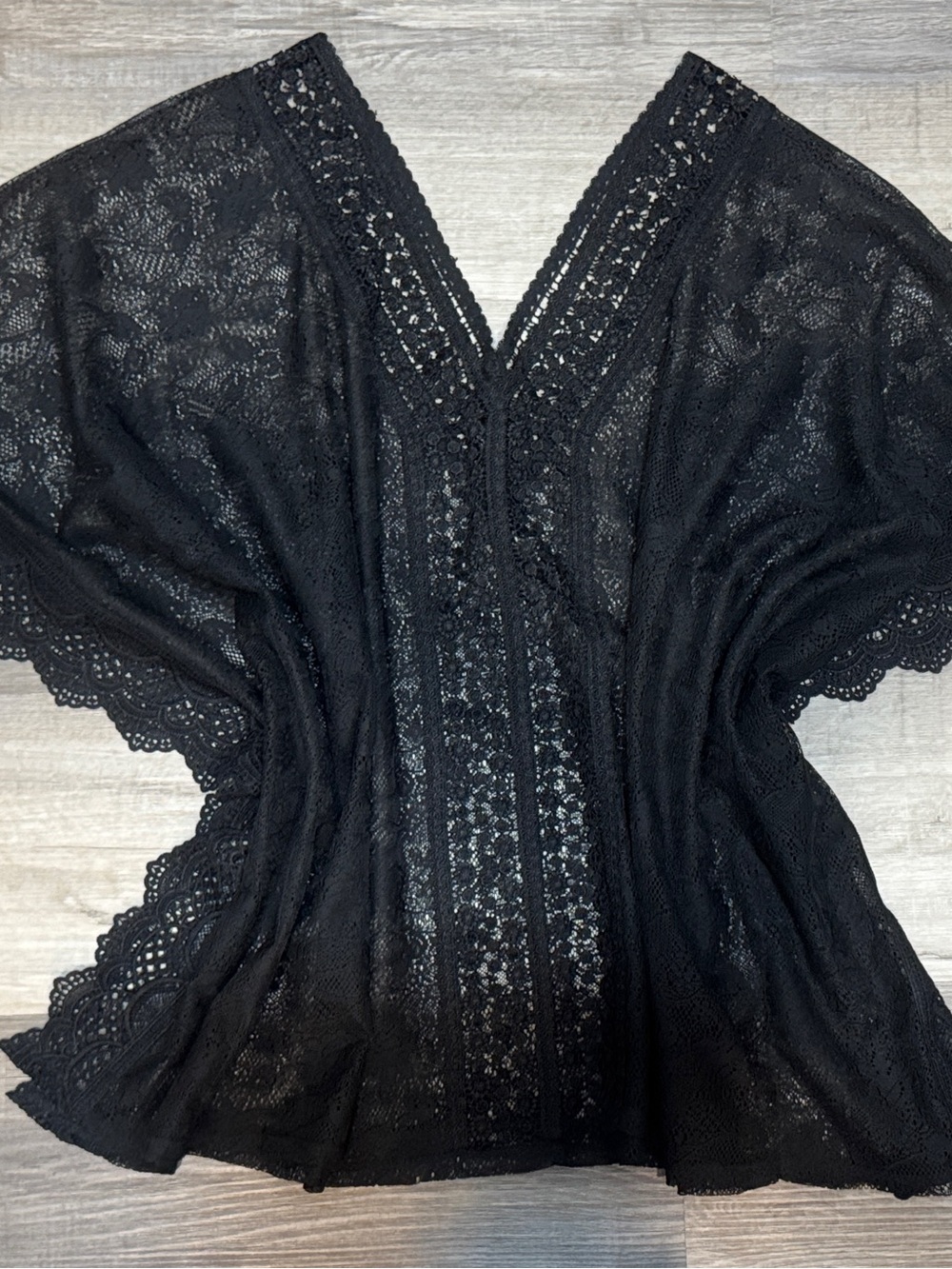 Black Lace Sheer Short Sleeve Blouse